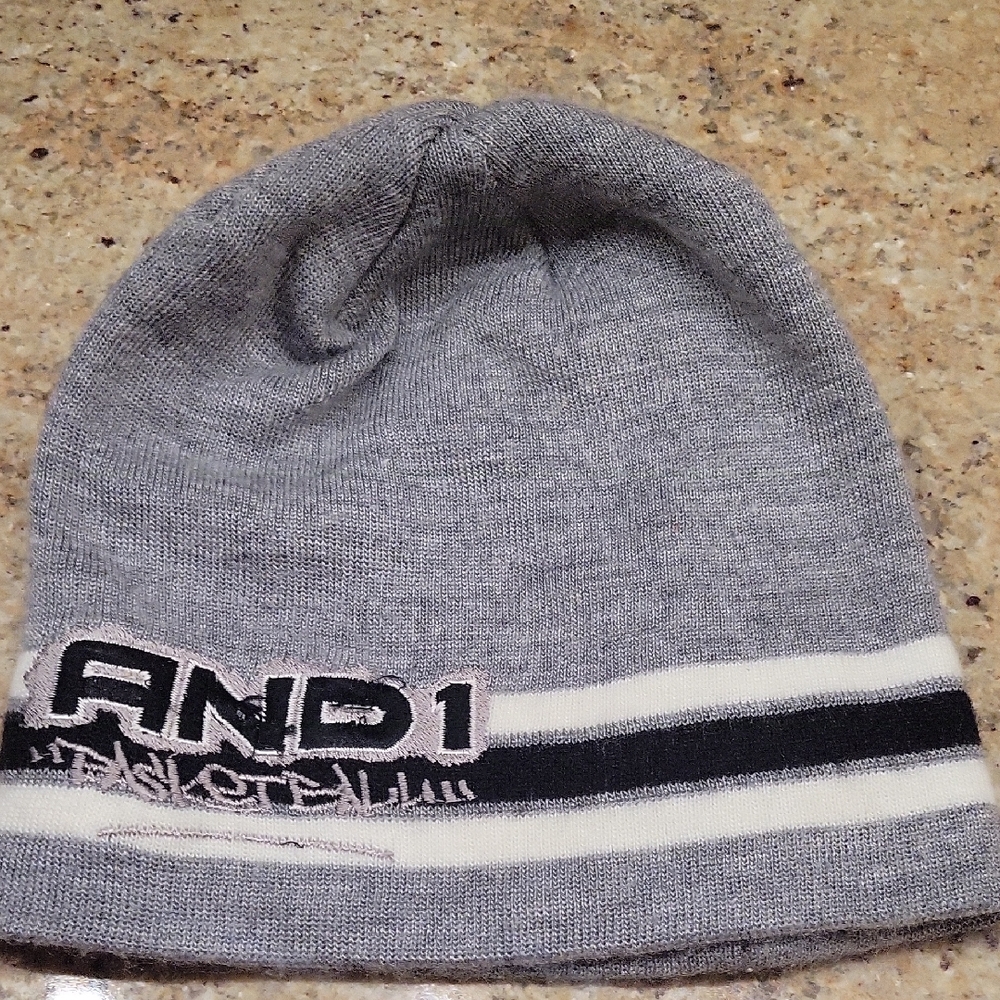AND1 Kids Gray Beanie with Stripes